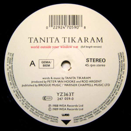 Tanita Tikaram : World Outside Your Window (12")