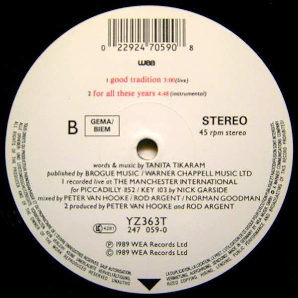 Tanita Tikaram : World Outside Your Window (12")