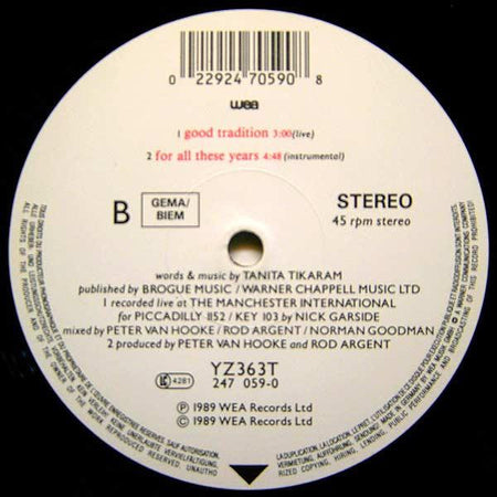 Tanita Tikaram : World Outside Your Window (12")