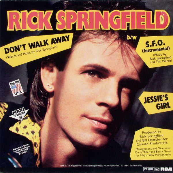 Rick Springfield : Don't Walk Away (12", Maxi)
