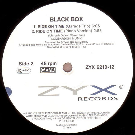 Black Box : Ride On Time (12", Maxi)