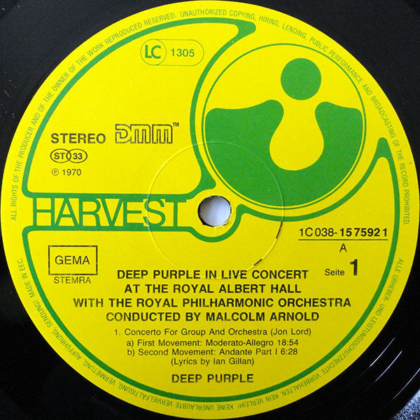 Deep Purple, Royal Philharmonic Orchestra Conducted by Malcolm Arnold : Concerto For Group And Orchestra (LP, Album, RE, RM)