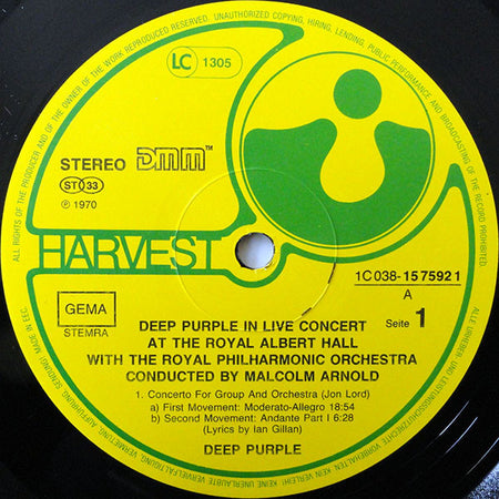 Deep Purple, Royal Philharmonic Orchestra Conducted by Malcolm Arnold : Concerto For Group And Orchestra (LP, Album, RE, RM)