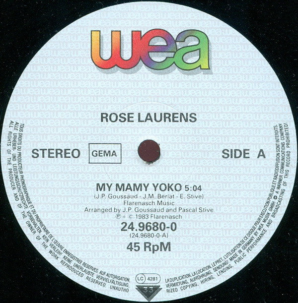 Rose Laurens : Mamy Yoko (12", Single)