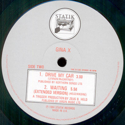 Gina X : Drive My Car (12", Single)