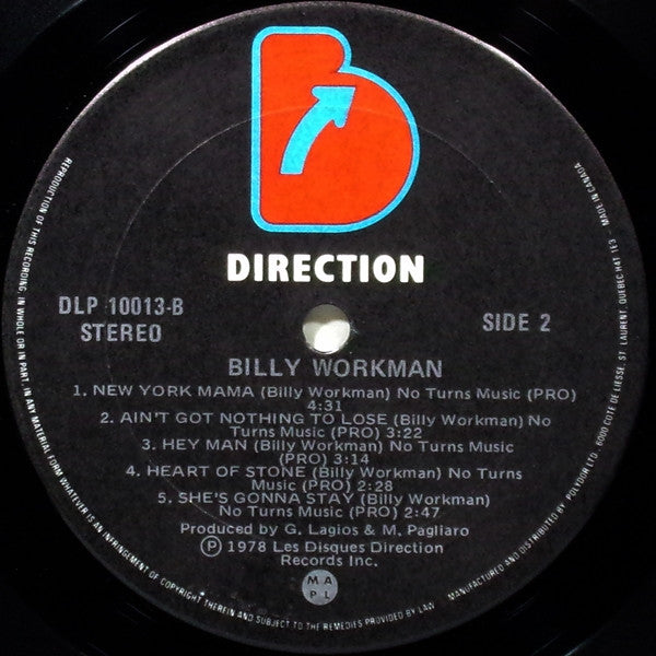 Billy Workman : Billy Workman (LP, Album)