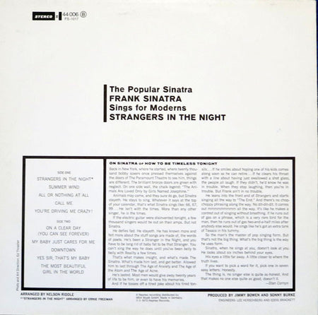 Frank Sinatra : Strangers In The Night (LP, Album, RP)