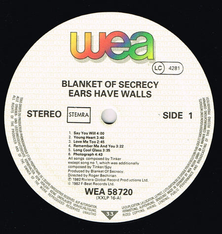 Blanket Of Secrecy : Ears Have Walls (LP, Album)