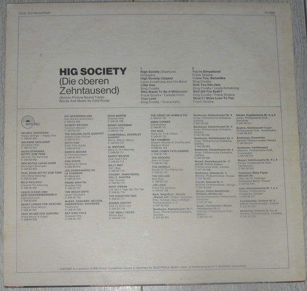 Various : High Society (Die Oberen Zehntausend) (Motion Picture Soundtrack) (LP, Club, RE)