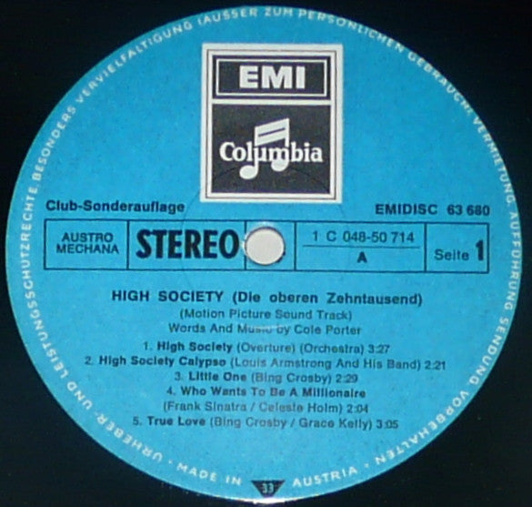 Various : High Society (Die Oberen Zehntausend) (Motion Picture Soundtrack) (LP, Club, RE)