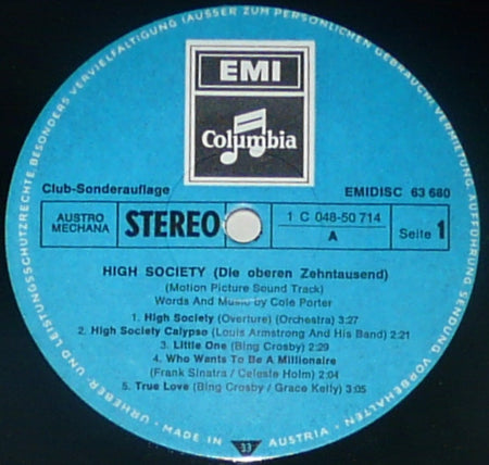 Various : High Society (Die Oberen Zehntausend) (Motion Picture Soundtrack) (LP, Club, RE)