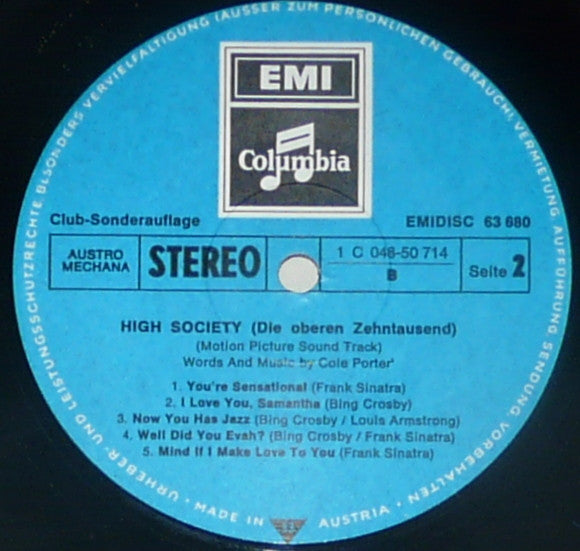 Various : High Society (Die Oberen Zehntausend) (Motion Picture Soundtrack) (LP, Club, RE)