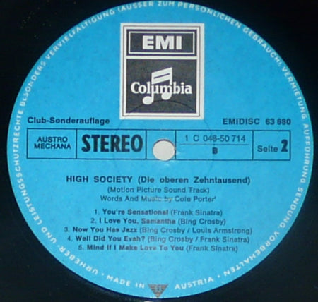 Various : High Society (Die Oberen Zehntausend) (Motion Picture Soundtrack) (LP, Club, RE)