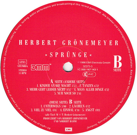 Herbert Grönemeyer : Sprünge (LP, Album, Club)