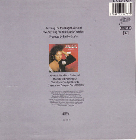 Gloria Estefan And Miami Sound Machine* : Anything For You (7", Single)