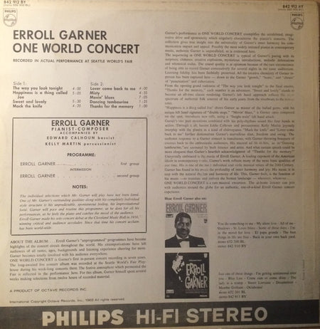 Erroll Garner : One World Concert (LP, Album)