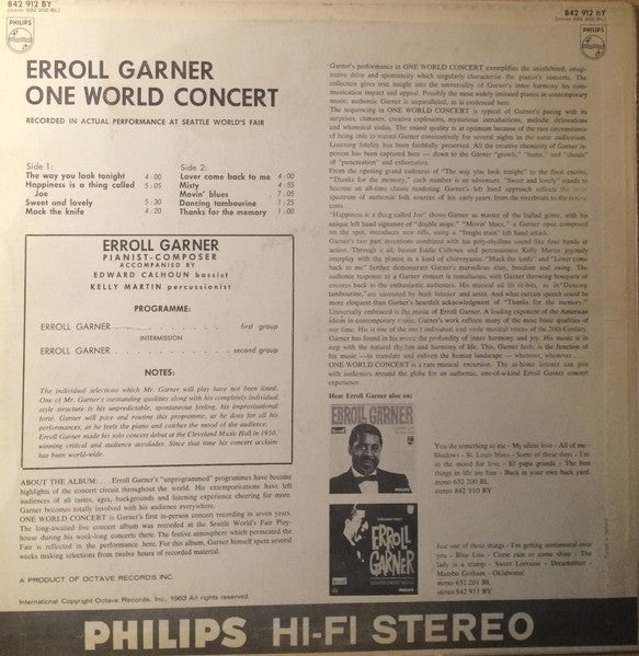 Erroll Garner : One World Concert (LP, Album)