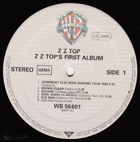 ZZ Top : First Album (LP, Album, RE)
