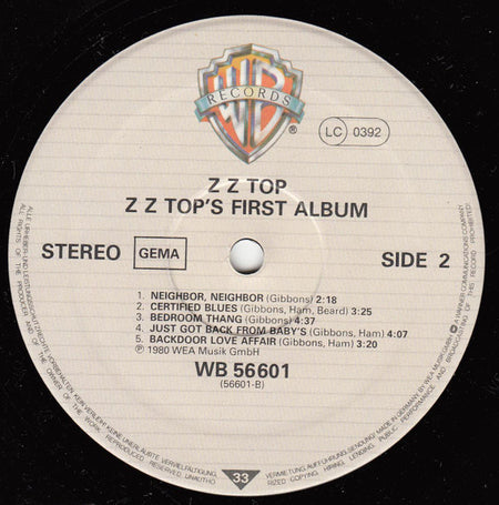 ZZ Top : First Album (LP, Album, RE)