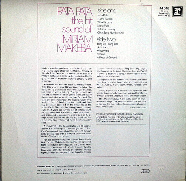 Miriam Makeba : Pata Pata (LP, Album, RE)