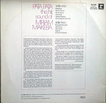Miriam Makeba : Pata Pata (LP, Album, RE)