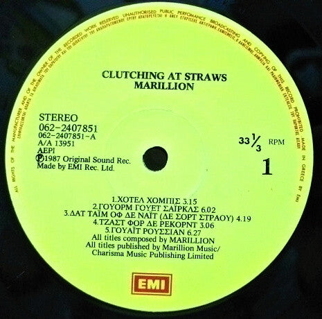 Marillion : Clutching At Straws (LP, Album)