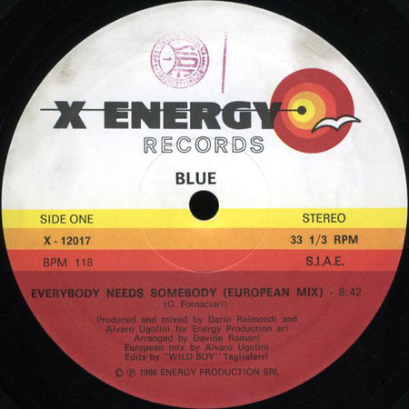 Blue (17) : Everybody Needs Somebody (12")
