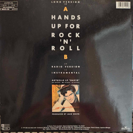 David Hasselhoff : Hands Up For Rock 'N' Roll (12", Maxi)