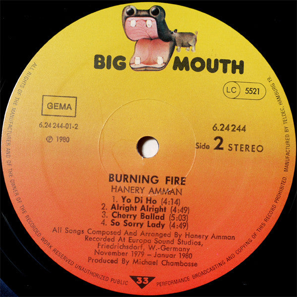 Hanery Amman : Burning Fire (LP, Album)