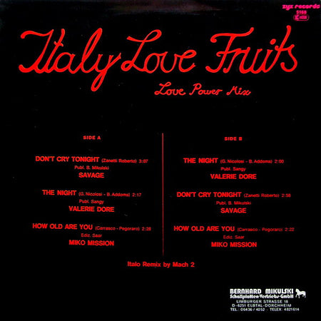 Various : Italy Love Fruits (Love Power Mix) (12", Mixed)
