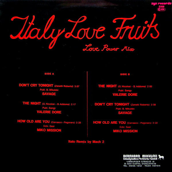 Various : Italy Love Fruits (Love Power Mix) (12", Mixed)
