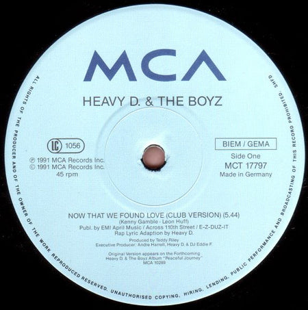 Heavy D. & The Boyz : Now That We Found Love (12", Maxi)