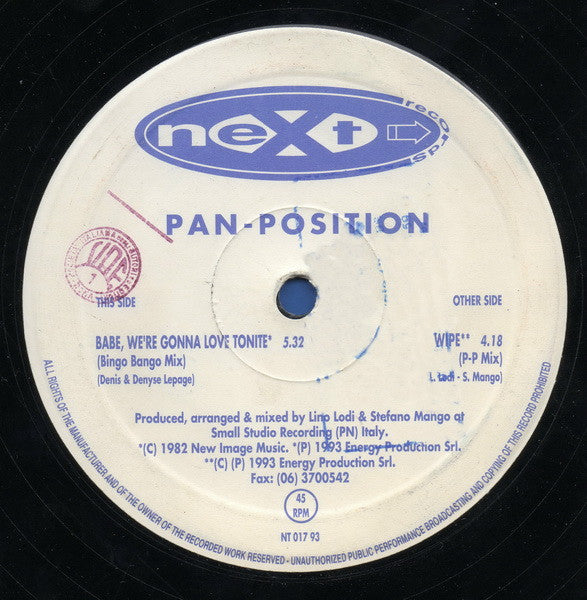 Pan Position : Babe, We're Gonna Love Tonite (12")