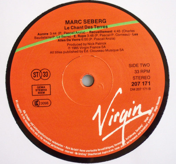 Marc Seberg : Le Chant Des Terres (LP, Album)