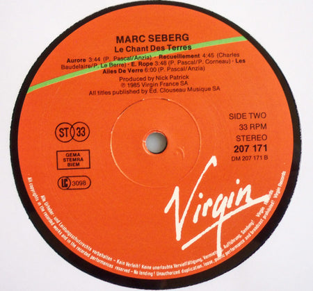 Marc Seberg : Le Chant Des Terres (LP, Album)