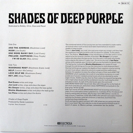 Deep Purple : Shades Of Deep Purple (LP, Album, RE)