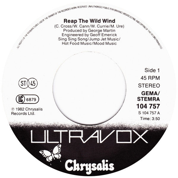 Ultravox : Reap The Wild Wind (7", Single, Pap)
