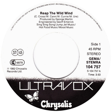 Ultravox : Reap The Wild Wind (7", Single, Pap)