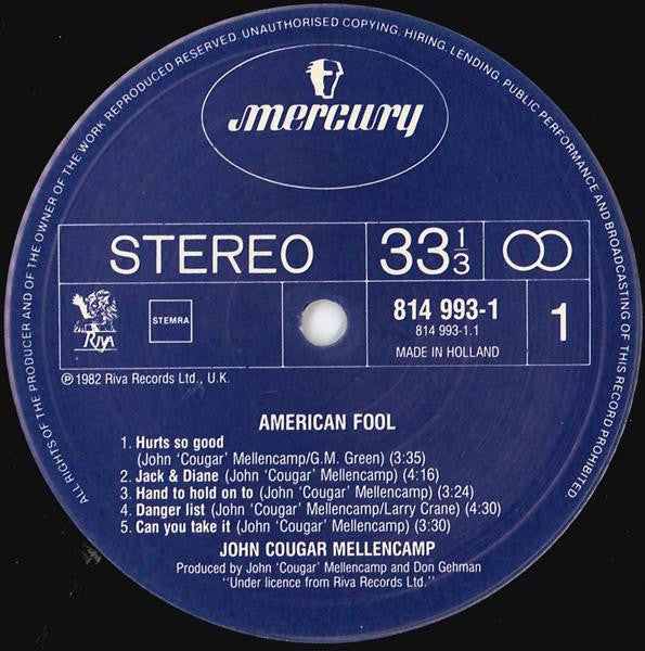 John Cougar Mellencamp : American Fool (LP, Album, RE)