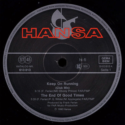 The Real Voices Of Milli Vanilli* : Keep On Running (Remix) (12", Maxi)