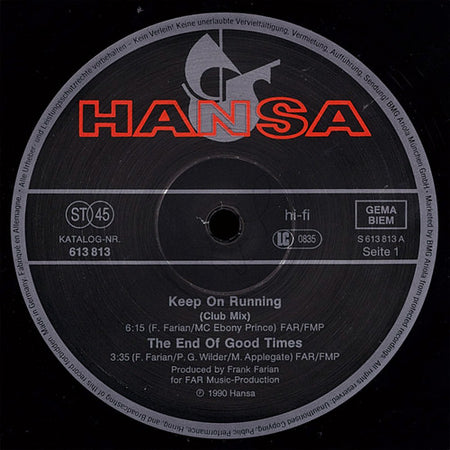 The Real Voices Of Milli Vanilli* : Keep On Running (Remix) (12", Maxi)