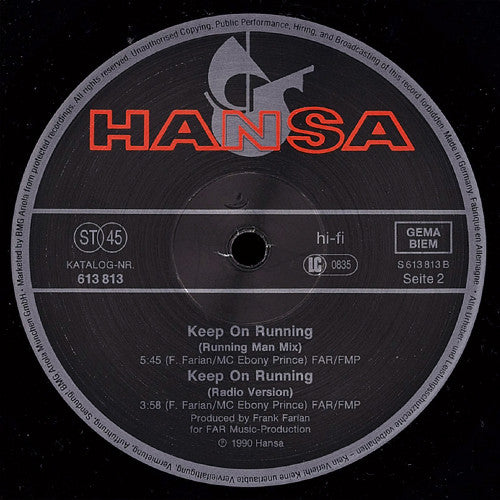 The Real Voices Of Milli Vanilli* : Keep On Running (Remix) (12", Maxi)