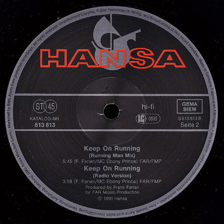 The Real Voices Of Milli Vanilli* : Keep On Running (Remix) (12", Maxi)