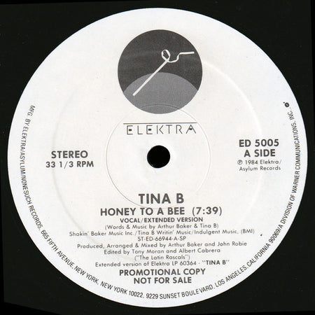 Tina B : Honey To A Bee (12", Promo)