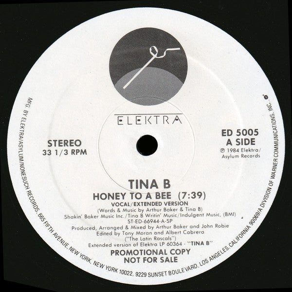 Tina B : Honey To A Bee (12", Promo)