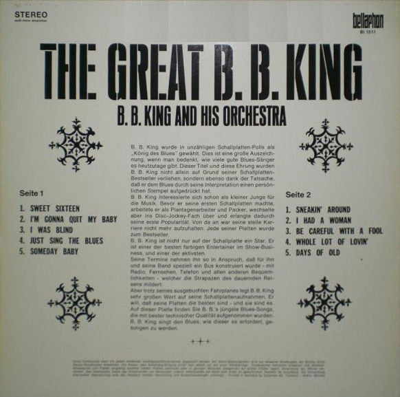 B. B. King And His Orchestra* : The Great B. B. King (LP, RE)