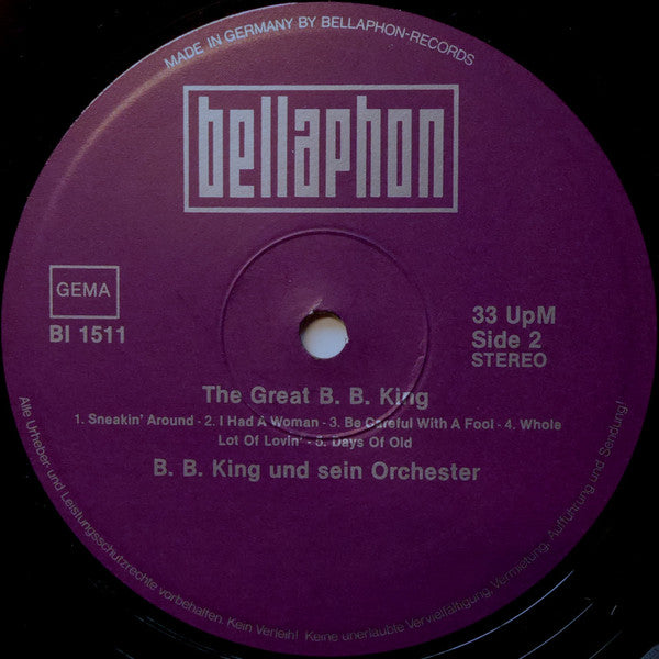 B. B. King And His Orchestra* : The Great B. B. King (LP, RE)