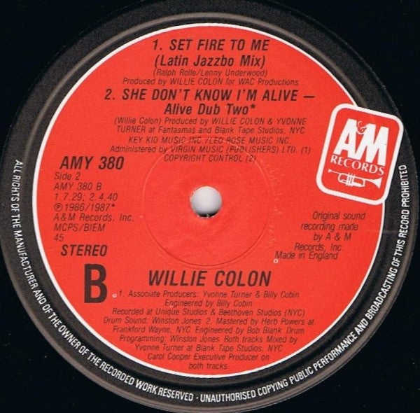 Willie Colón : She Don't Know I'm Alive (12")