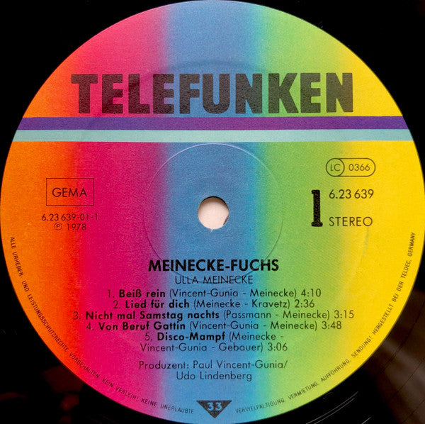 Ulla Meinecke : Meinecke Fuchs (LP, Album, RE)