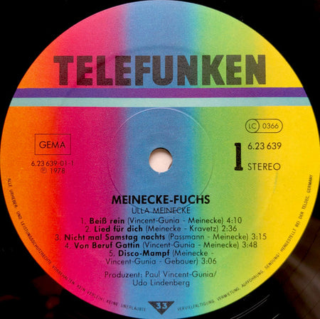 Ulla Meinecke : Meinecke Fuchs (LP, Album, RE)